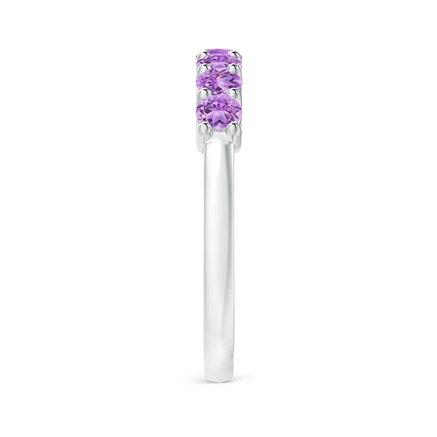 Angara natürlichen halben Ewigkeit sieben Stein Amethyst Ehering in 14K massivem Gold (Rundschliff) im Angebot
