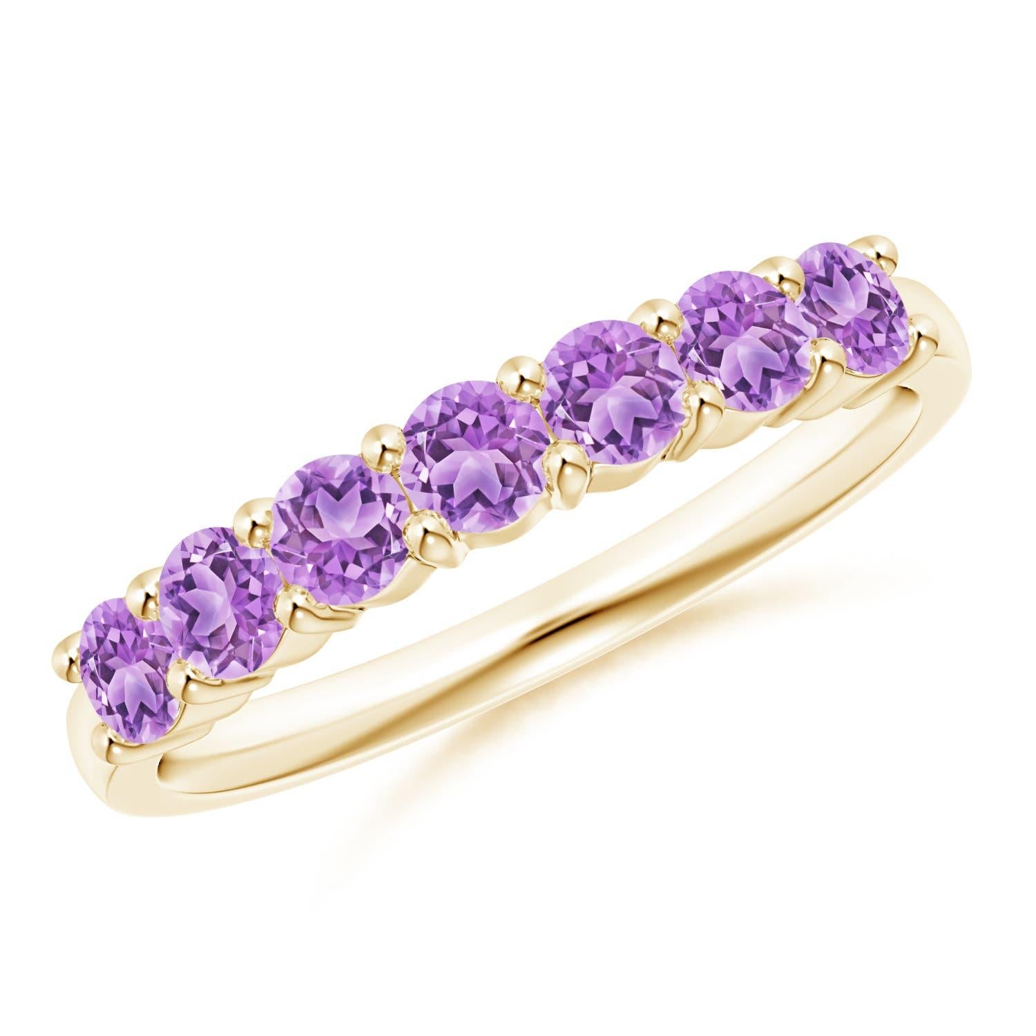 Angara natürlichen halben Ewigkeit sieben Stein Amethyst Ehering in 14K massivem Gold im Angebot 1