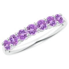 Angara natürlichen halben Ewigkeit sieben Stein Amethyst Ehering in 14K massivem Gold