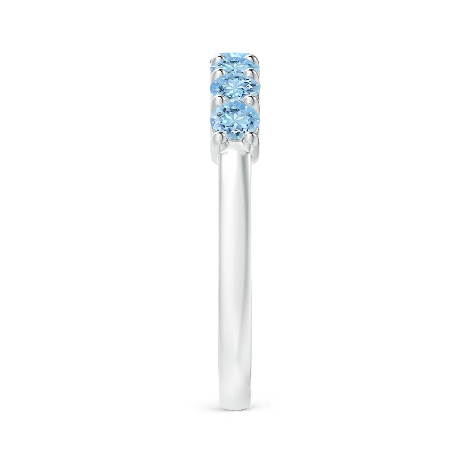 Angara natürlichen halben Ewigkeit sieben Stein Aquamarin Ehering 14K Solid Gold Damen im Angebot