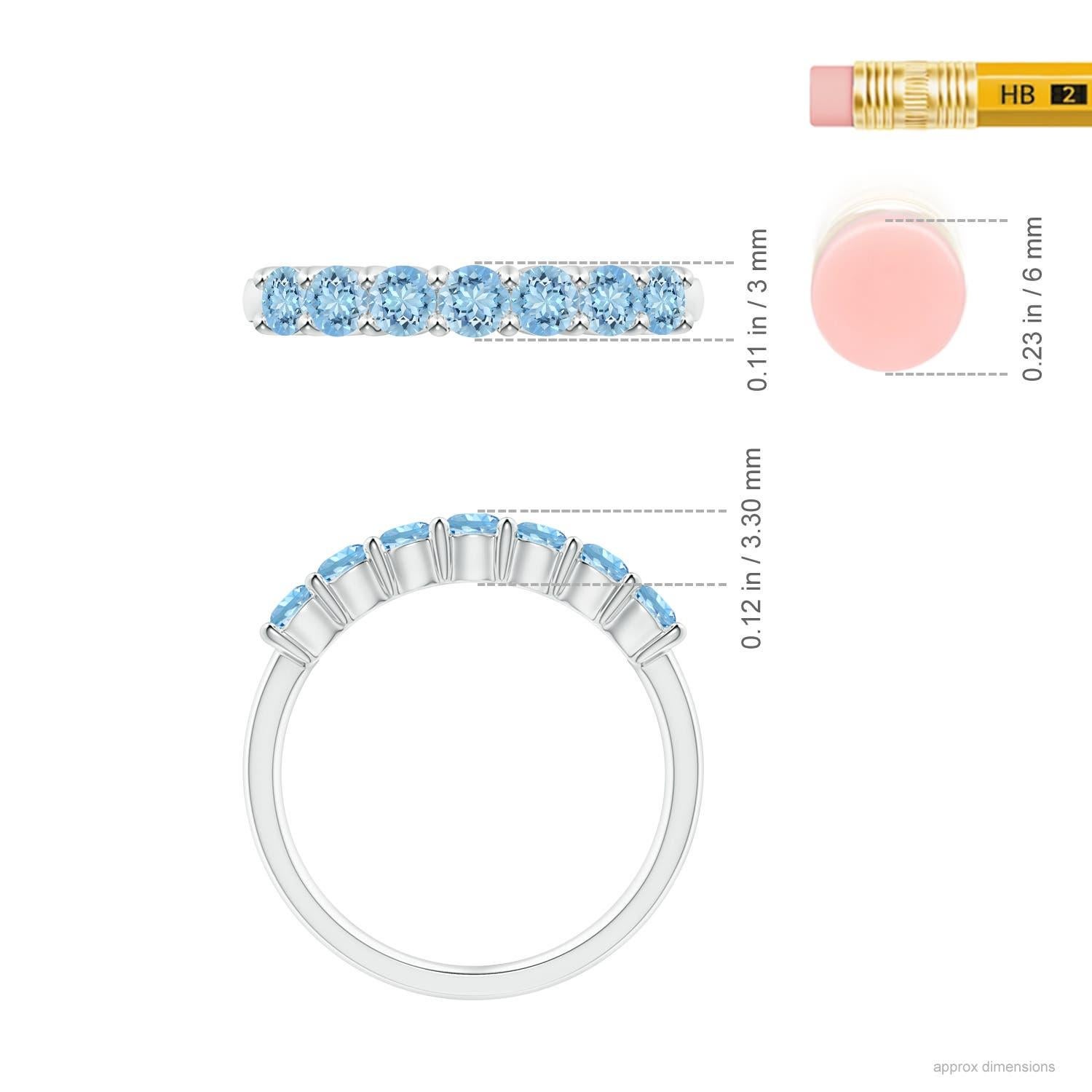 Angara natürlichen halben Ewigkeit sieben Stein Aquamarin Ehering 14K Solid Gold im Angebot 2