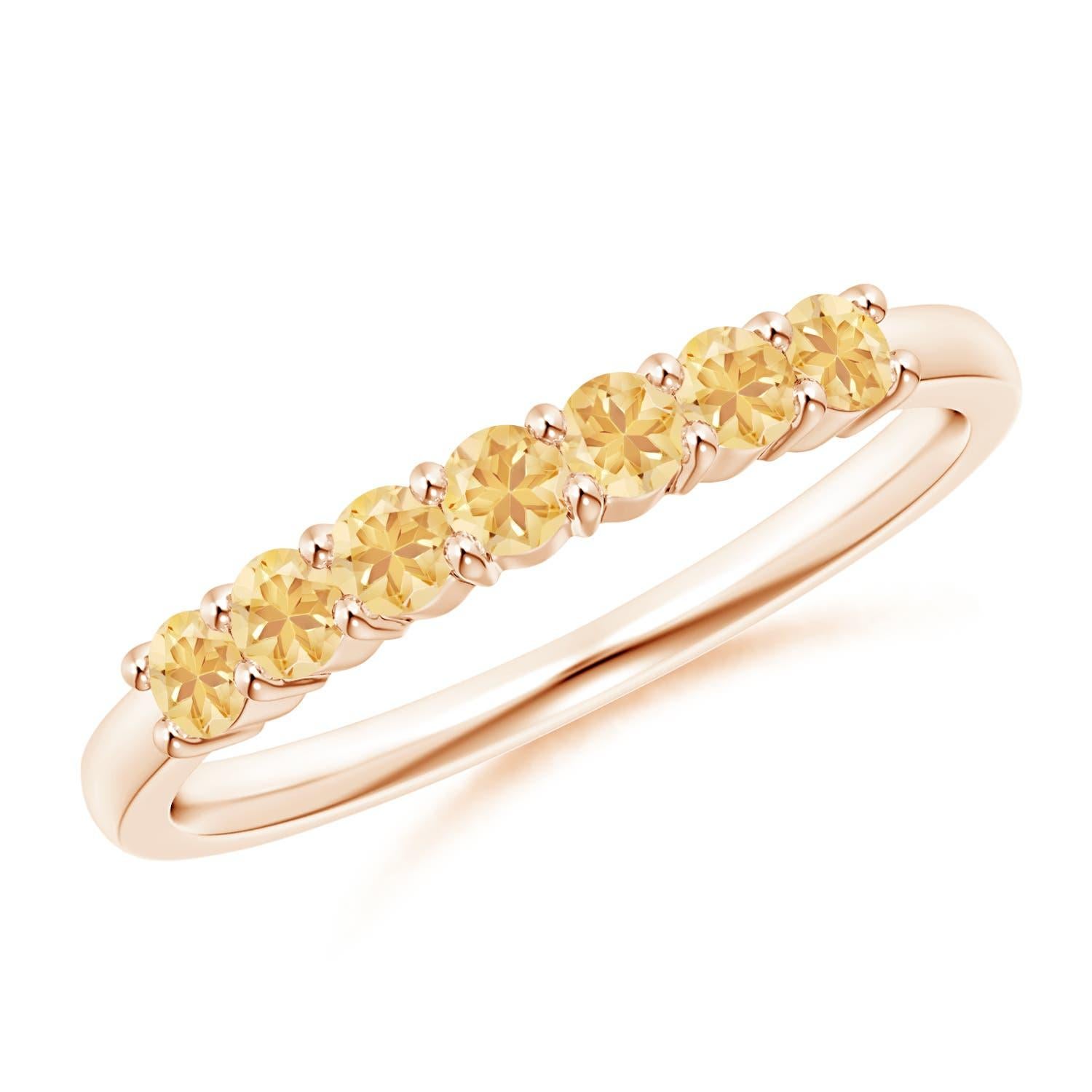 Anello nuziale Angara Nature a mezza eternità con sette pietre di citrino in oro massiccio 14K in vendita 1