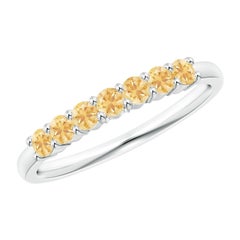Anello nuziale Angara Nature a mezza eternità con sette pietre di citrino in oro massiccio 14K