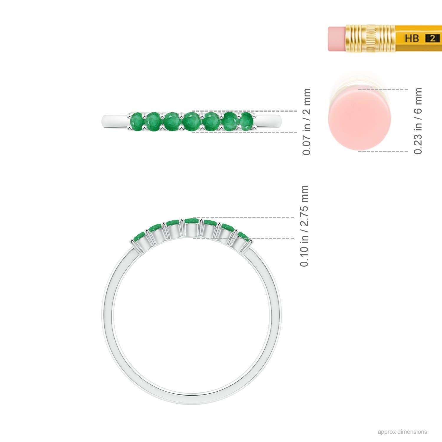 Anneau de mariage demi-éternité en or massif 14 carats avec sept pierres en émeraude naturelle Angara en vente 1