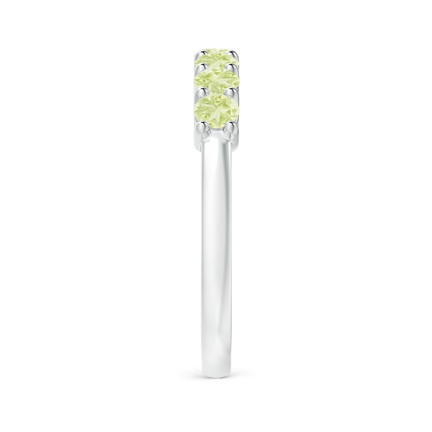 Round Cut Angara Natural Half Eternity Seven Stone Peridot Wedding Ring in 14K Solid Gold For Sale