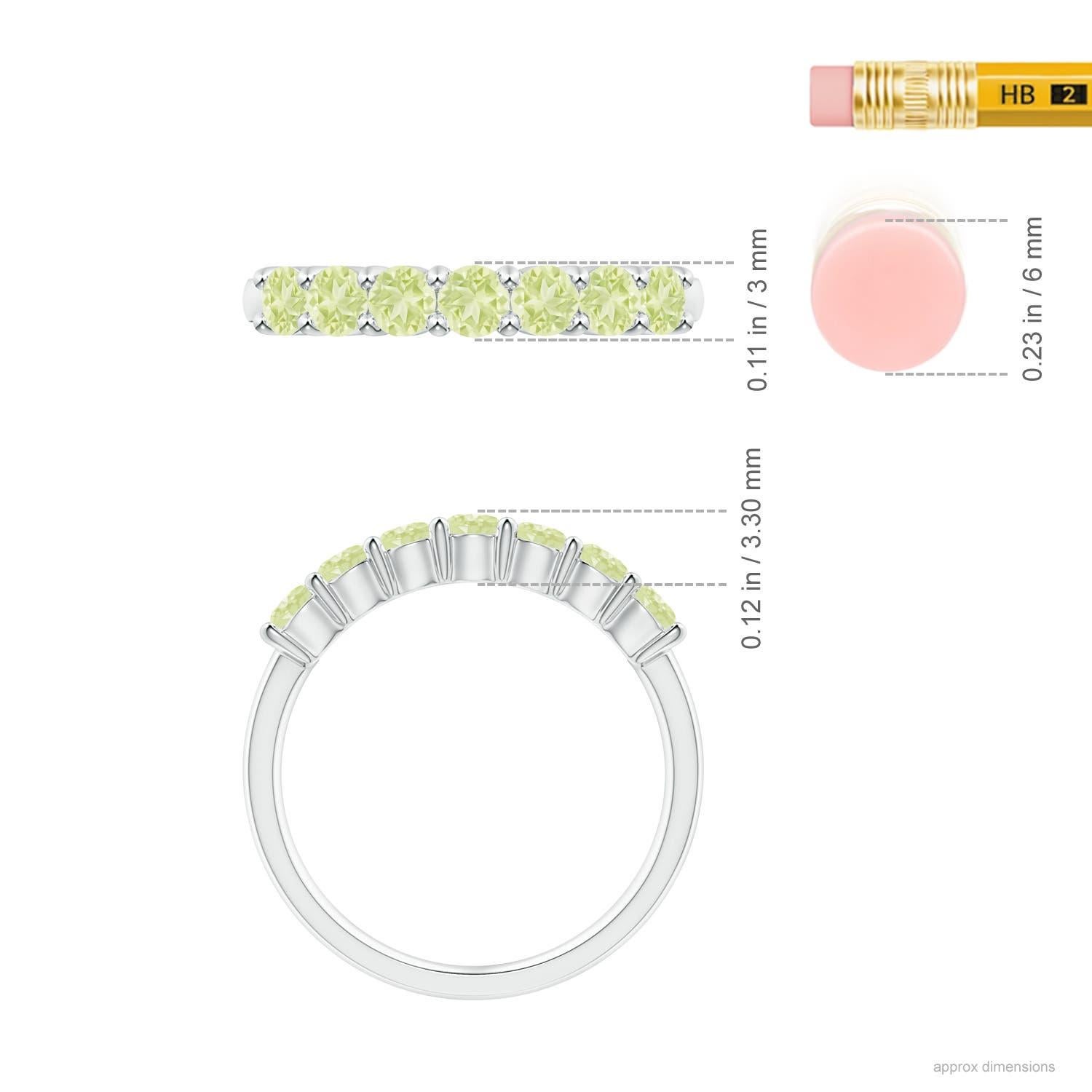 Women's Angara Natural Half Eternity Seven Stone Peridot Wedding Ring in 14K Solid Gold For Sale