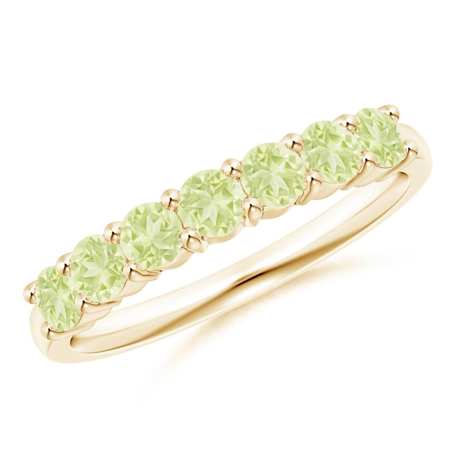 Angara Natural Half Eternity Seven Stone Peridot Wedding Ring in 14K Solid Gold For Sale 1
