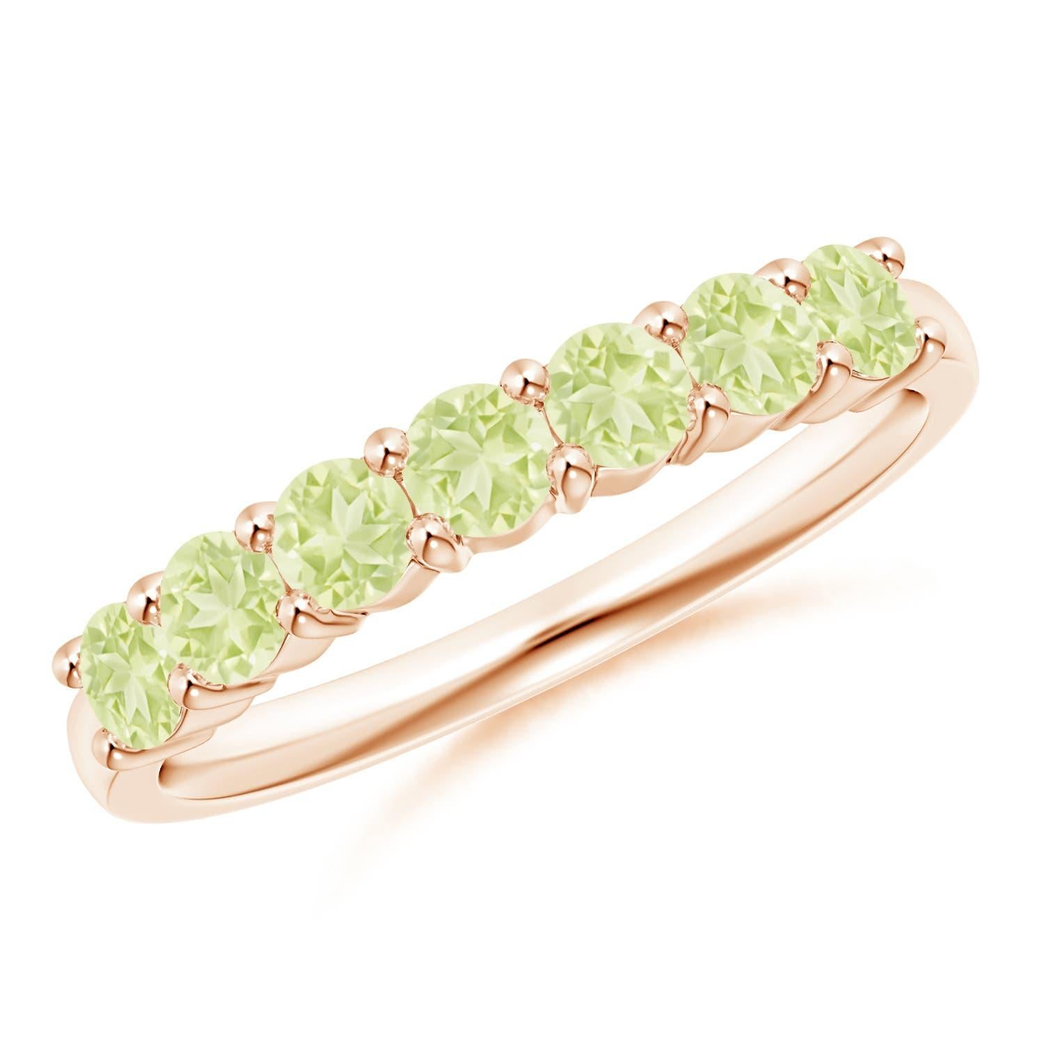 Angara Natural Half Eternity Seven Stone Peridot Wedding Ring in 14K Solid Gold For Sale 2