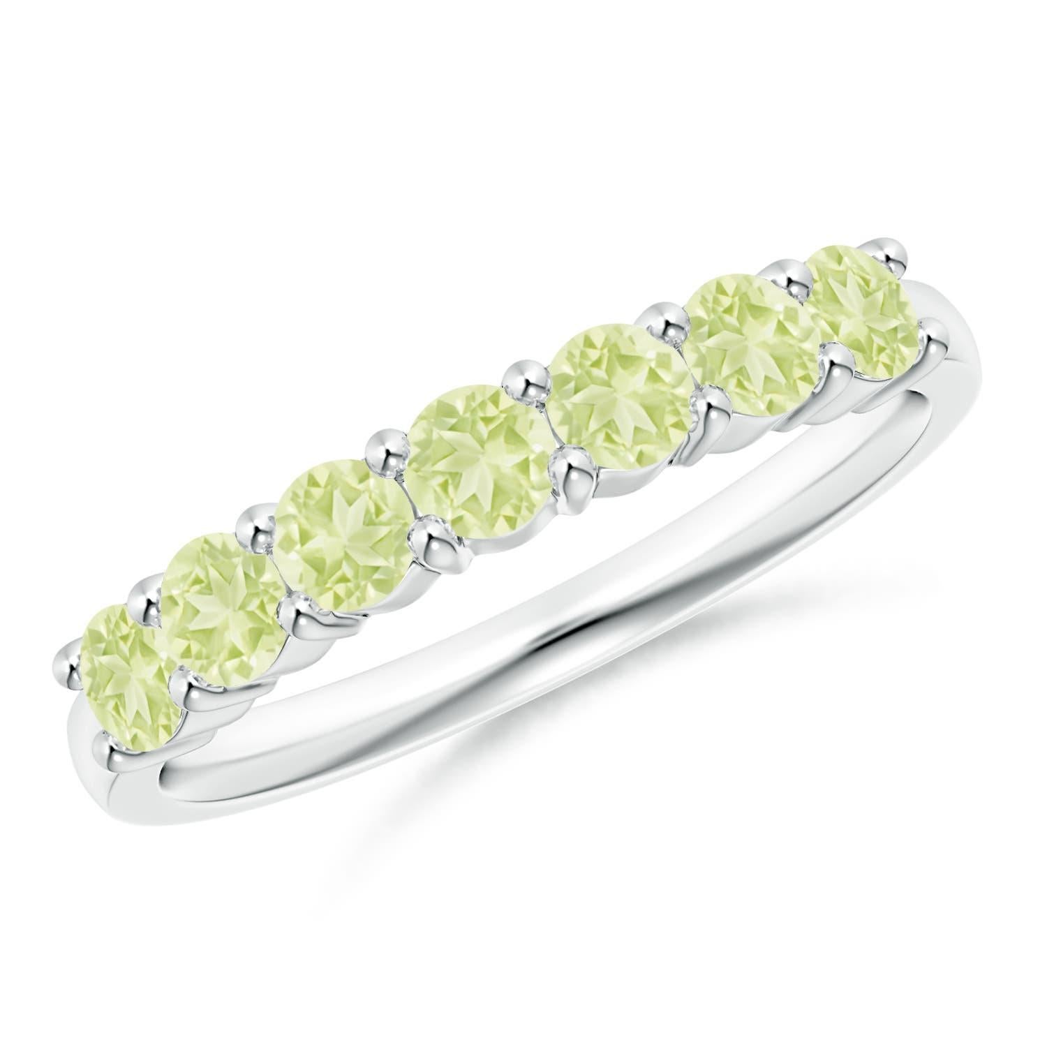 Angara Natural Half Eternity Seven Stone Peridot Wedding Ring in 14K Solid Gold