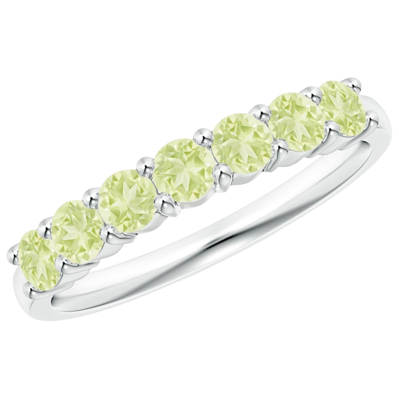 Angara Natural Half Eternity Seven Stone Peridot Wedding Ring in 14K Solid Gold