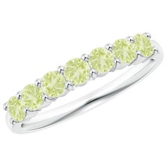 Angara Natural Half Eternity Seven Stone Peridot Wedding Ring in 14K Solid Gold