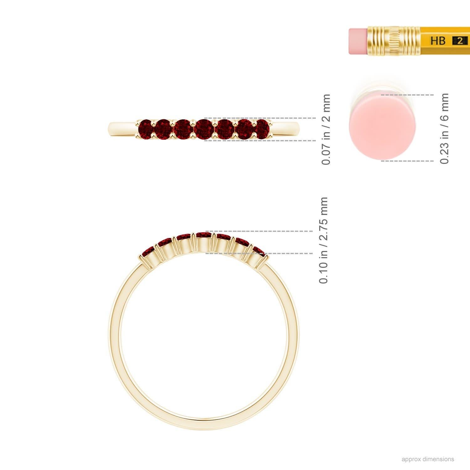 Angara Natural Half Eternity Seven Stone Ruby Wedding Ring in 14K Solid Gold In New Condition For Sale In Los Angeles, CA