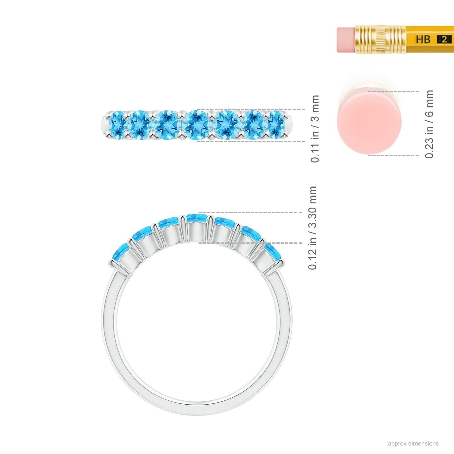 Angara natürlichen halben Ewigkeit Schweizer Blautopas Ehering in 14K massivem Gold Damen im Angebot