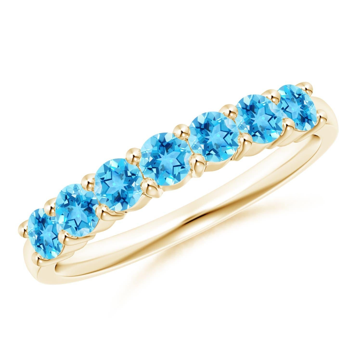 Angara natürlichen halben Ewigkeit Schweizer Blautopas Ehering in 14K massivem Gold im Angebot 1
