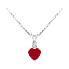 ANGARA Natural Heart-Shaped 0.55ct Ruby Rabbit Ear Bale Pendant in Platinum