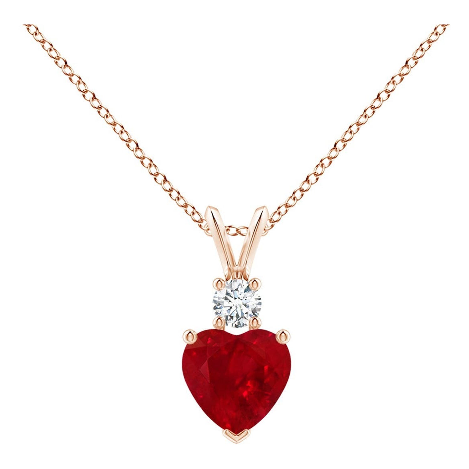 ANGARA Natural Heart-Shaped 0.55ct Ruby Rabbit Ear Bale Pendant in Rose Gold