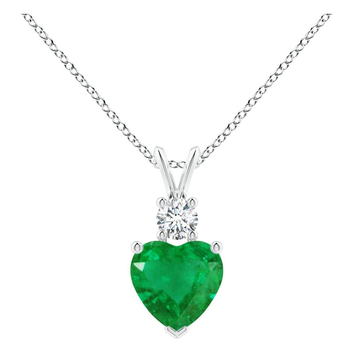 Angara Natürlicher herzförmiger 1,2 ct Smaragd mit Diamant-Anhänger aus Platin