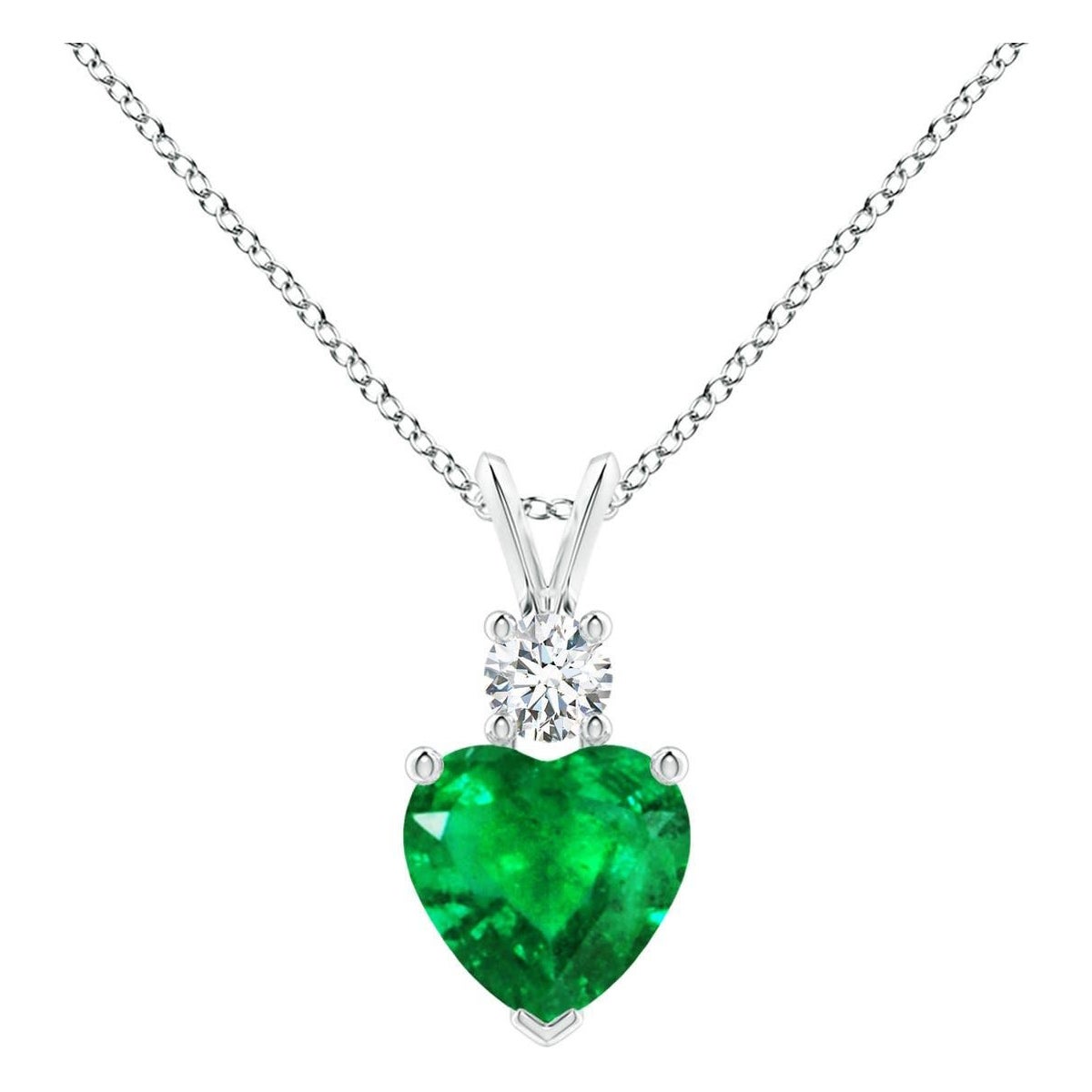 Angara Natürlicher herzförmiger 1,2 ct Smaragd mit Diamant-Anhänger aus Platin im Angebot
