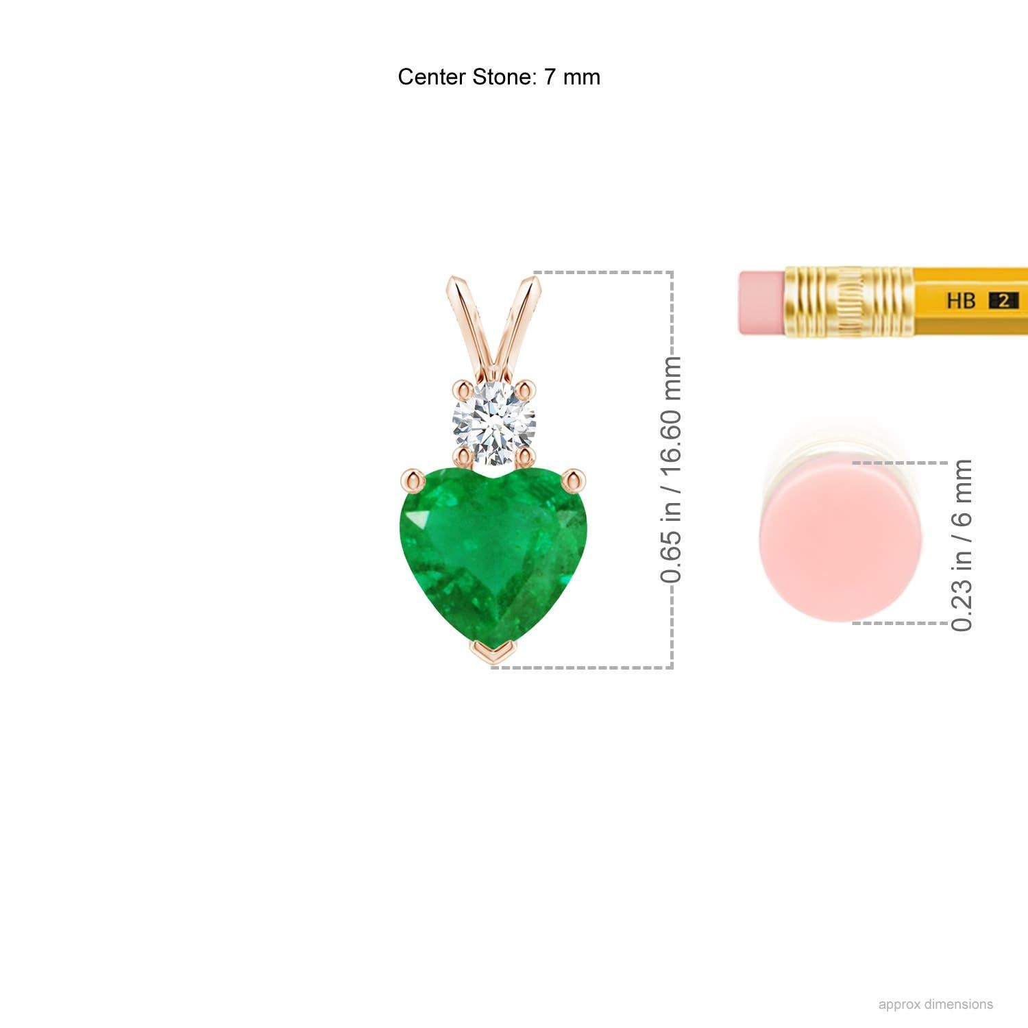 Cuore Angara Smeraldo naturale a forma di cuore da 1,2 carati con ciondolo di diamanti in oro rosa 14 carati in vendita