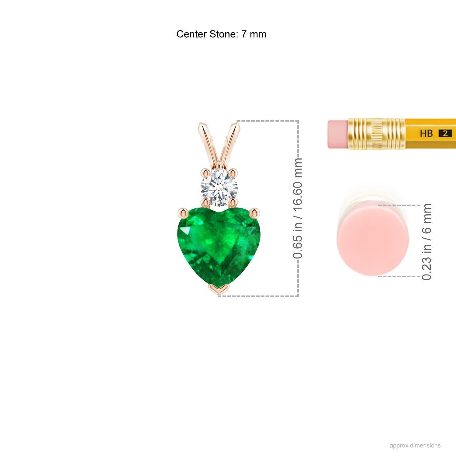 Cuore Angara Smeraldo naturale a forma di cuore da 1,2 carati con ciondolo di diamanti in oro rosa 14 carati in vendita