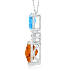 Angara Natural Heart-Shaped 3.3ct Citrine & Swiss Blue Topaz Pendant in 14K Gold