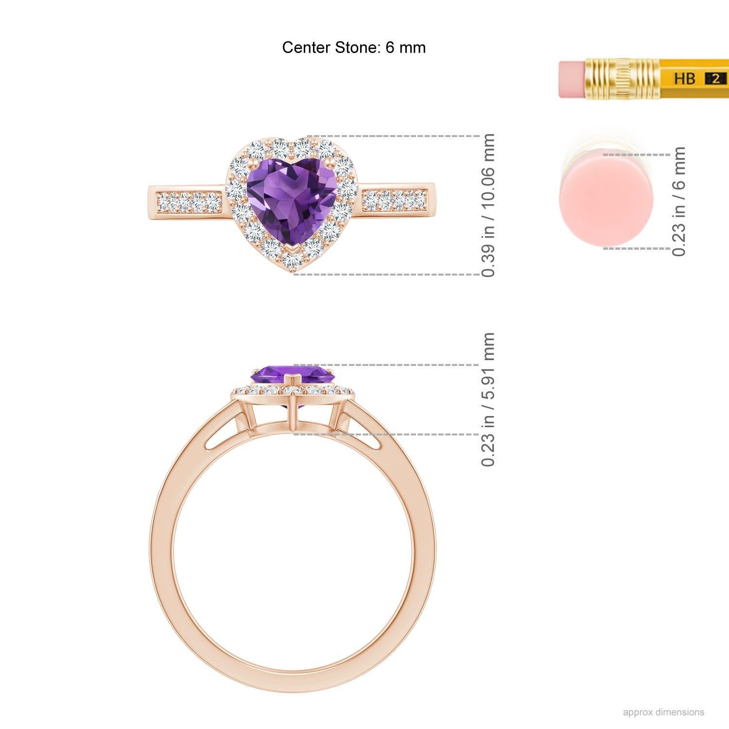 Angara Natürlicher herzförmiger Amethyst Halo-Ring mit Diamant-Akzenten in 14K Gold im Angebot 1