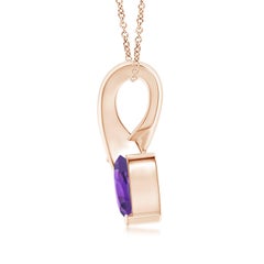 Angara Natural Heart-Shaped Amethyst Ribbon Pendant with Diamond 14K Solid Gold