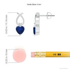 Boucles d'oreilles ruban saphir bleu en forme de coeur et diamant en or 14K de l'Angara