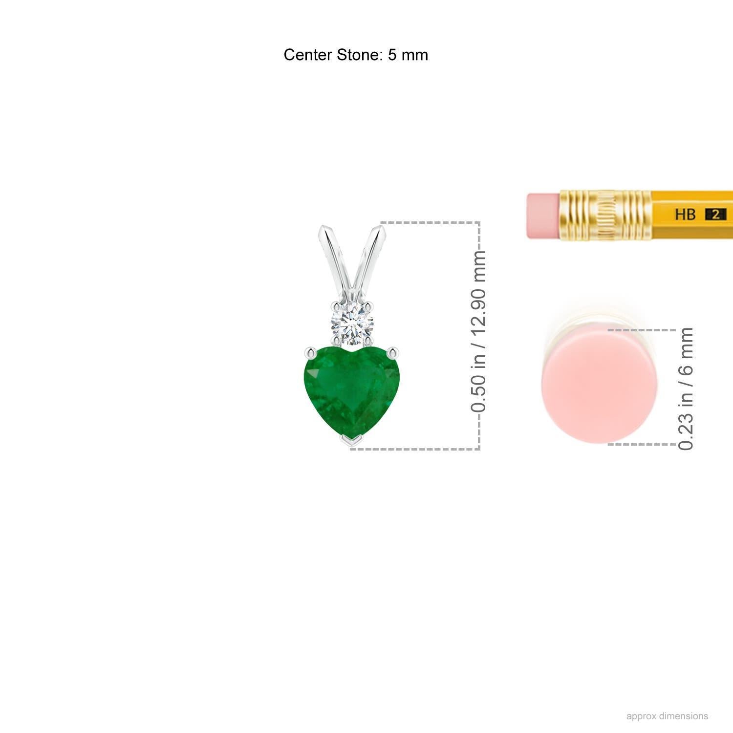 Cuore Angara Ciondolo a forma di cuore in smeraldo naturale con orecchio di coniglio in platino in vendita