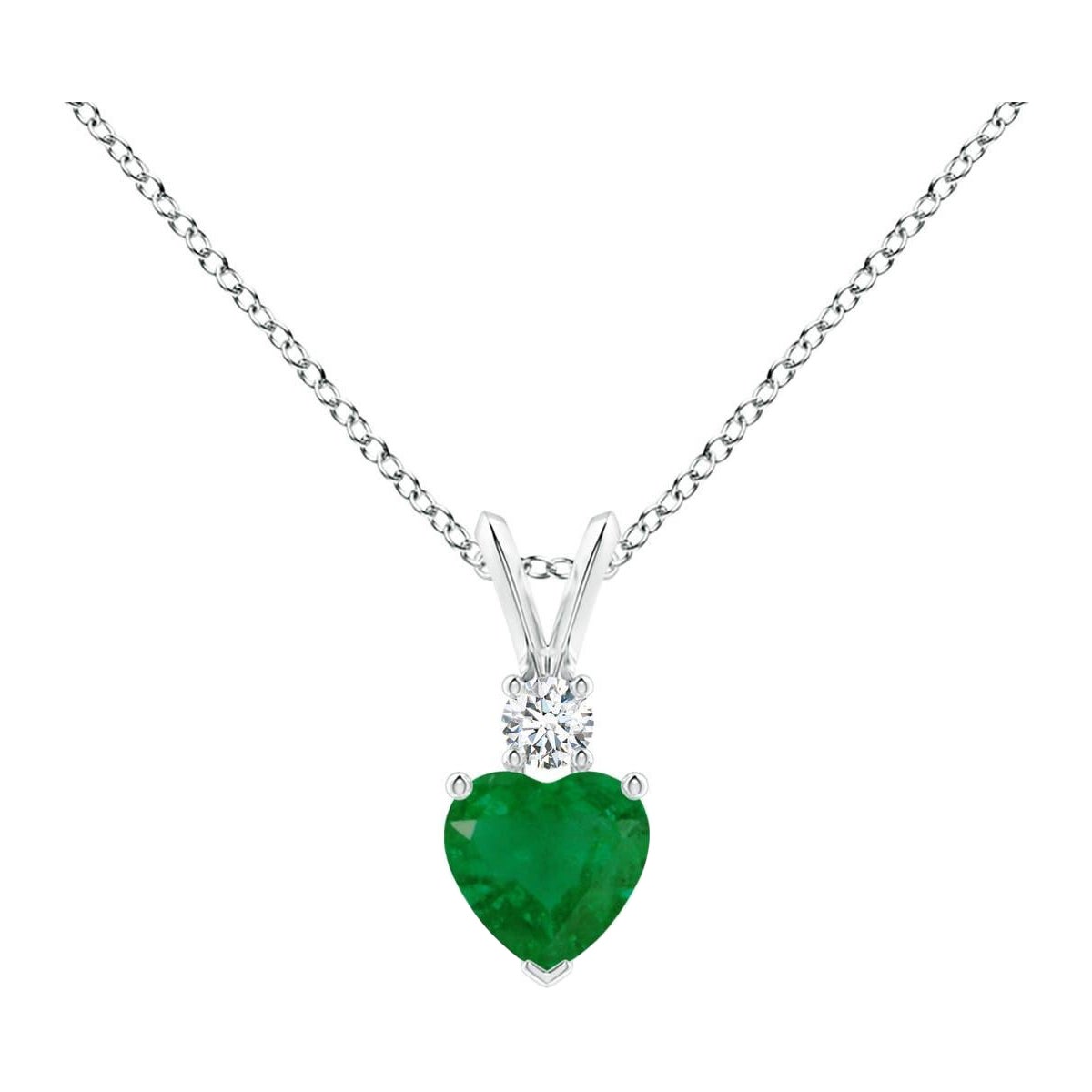 Angara Ciondolo a forma di cuore in smeraldo naturale con orecchio di coniglio in platino in vendita