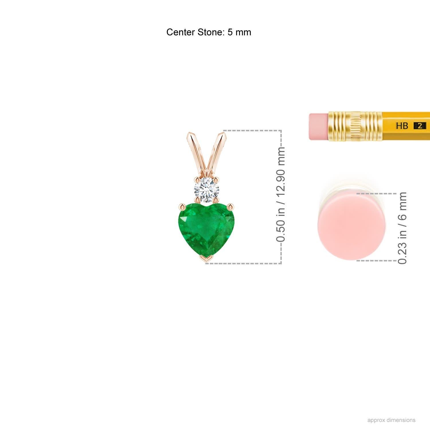 Cuore Angara Smeraldo naturale a forma di cuore con ciondolo di diamanti in oro rosa 14K in vendita
