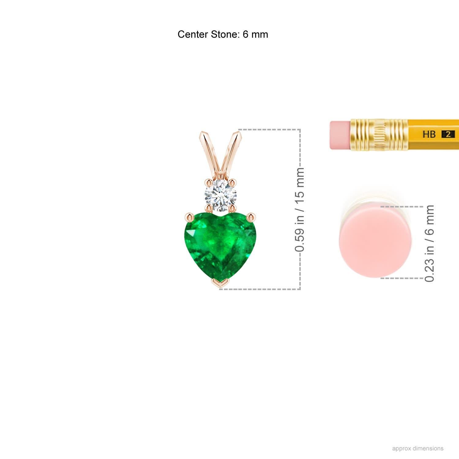 Colgante Angara de Esmeralda Natural en Forma de Corazón con Diamante en Oro Rosa de 14K Moderno en venta