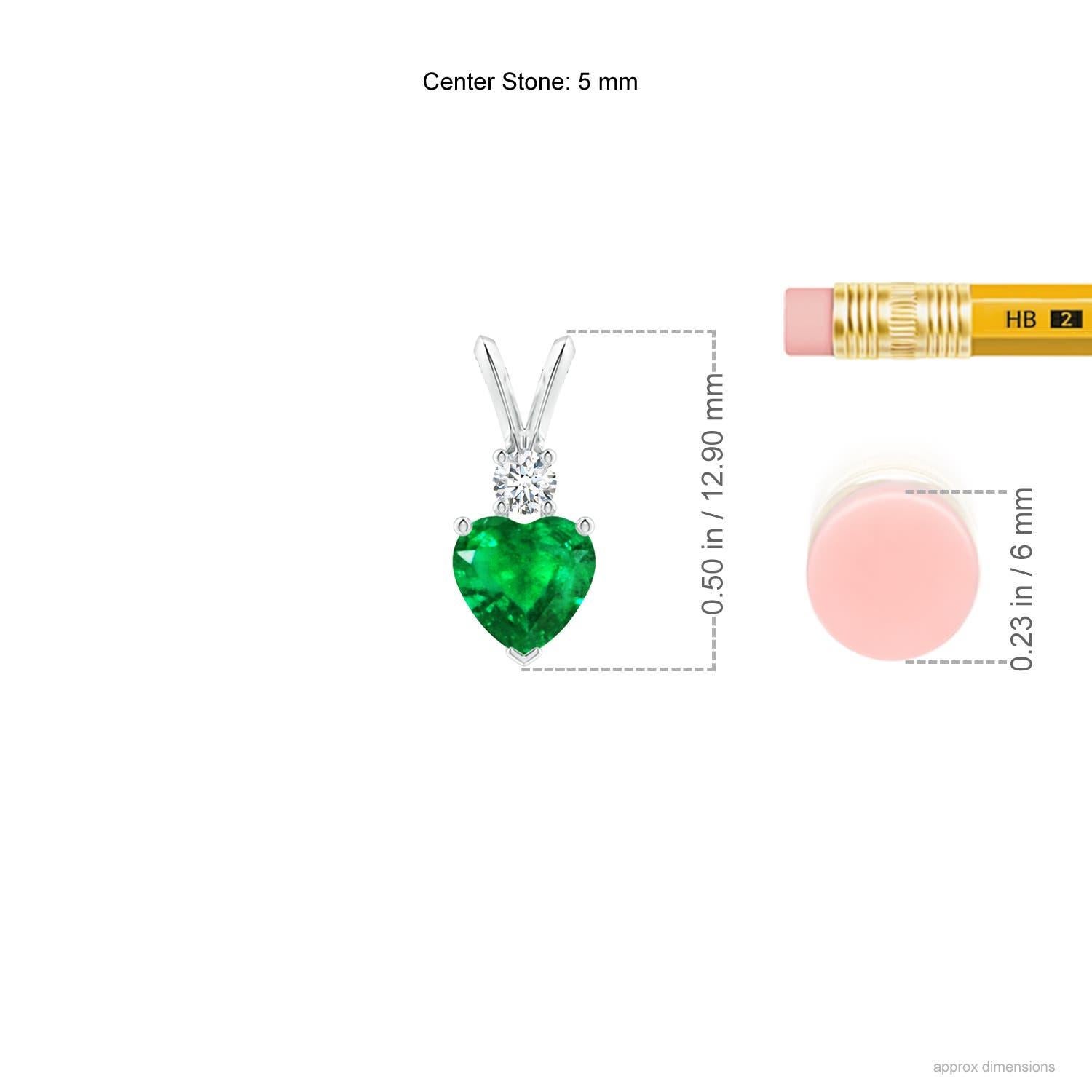 Cuore Smeraldo naturale a forma di cuore di Angara con ciondolo di diamanti in oro bianco 14 carati in vendita