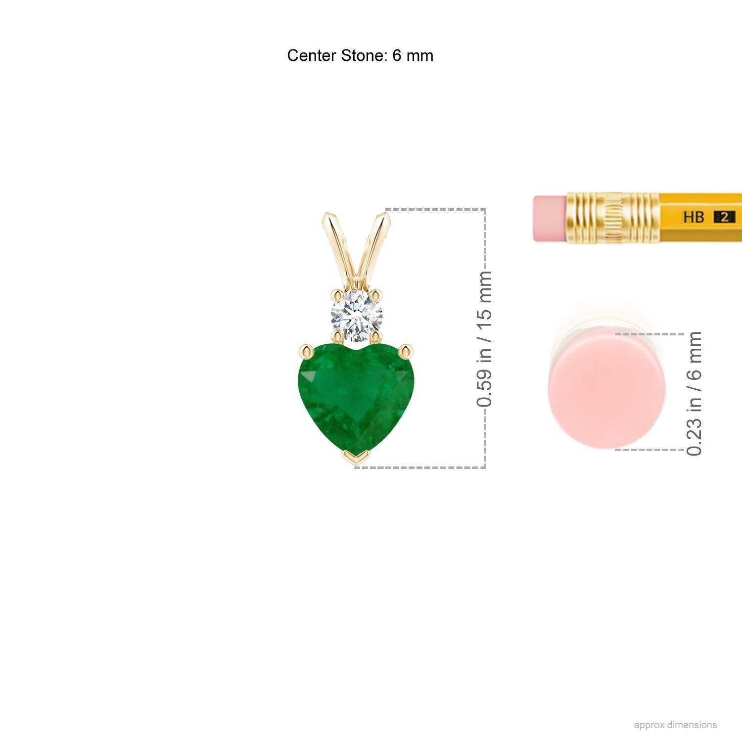 Cuore Smeraldo naturale a forma di cuore di Angara con ciondolo di diamanti in oro giallo 14K in vendita