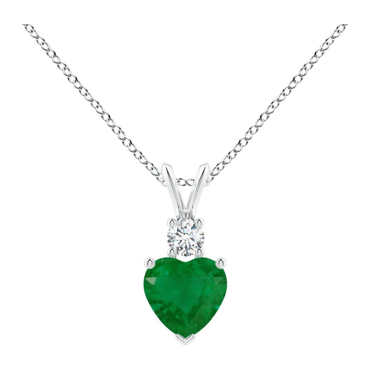 Angara Natürlicher herzförmiger Smaragd mit Diamant-Anhänger aus Platin im Angebot