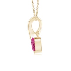 Angara Natural Heart-Shaped Pink Sapphire Pendant with Diamond in 14K Solid Gold