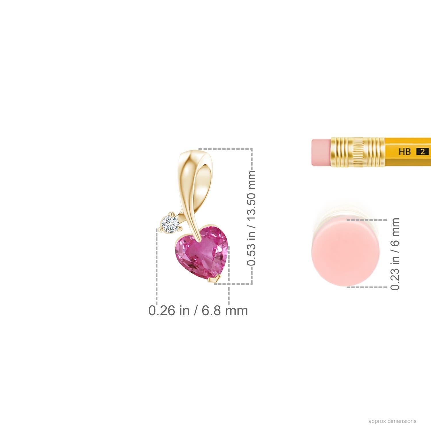 Angara Natural Heart-Shaped Pink Sapphire Pendant with Diamond in 14K Solid Gold In New Condition For Sale In Los Angeles, CA