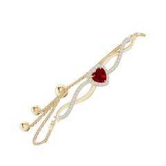 Angara Pulsera bolo infinita de oro de 14 quilates con rubí natural en forma de corazón para mujer