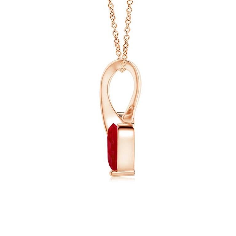 ANGARA Natural Heart-Shaped 0.30ct Ruby Diamond Pendant in 14K Rose Gold In New Condition For Sale In Los Angeles, CA