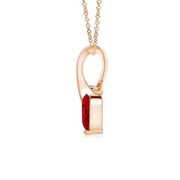 ANGARA Natural Heart-Shaped 0.30ct Ruby Pendant with Diamond in Rose Gold In New Condition For Sale In Los Angeles, CA