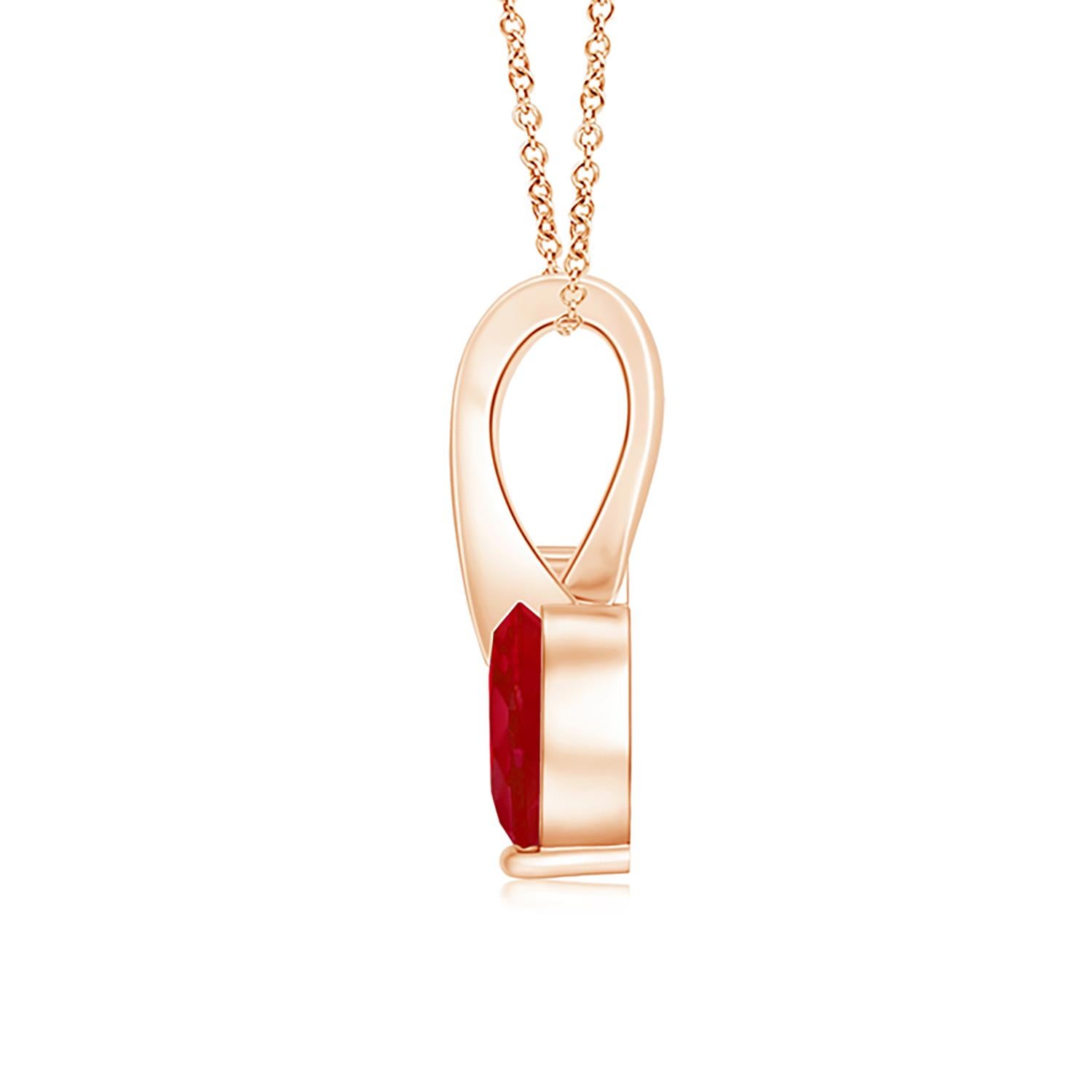 Modern ANGARA Natural Heart-Shaped 0.55ct Ruby Pendant with Diamond in Rose Gold For Sale