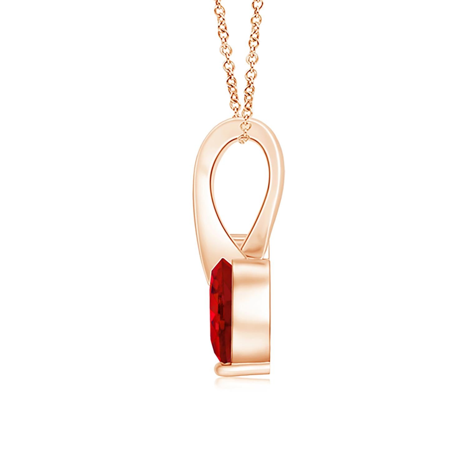 ANGARA Natural Heart-Shaped 0.55ct Ruby Pendant with Diamond in Rose Gold In New Condition For Sale In Los Angeles, CA