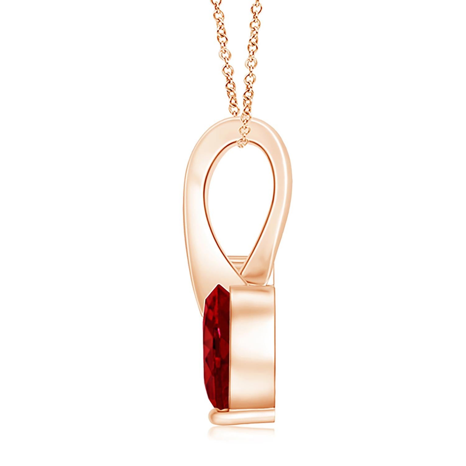 ANGARA Natural Heart-Shaped 0.80ct Ruby Pendant with Diamond in Rose Gold In New Condition For Sale In Los Angeles, CA