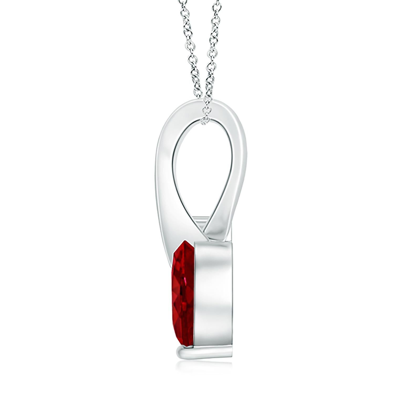 Heart Cut ANGARA Natural Heart-Shaped 0.80ct Ruby Pendant with Diamond in White Gold For Sale