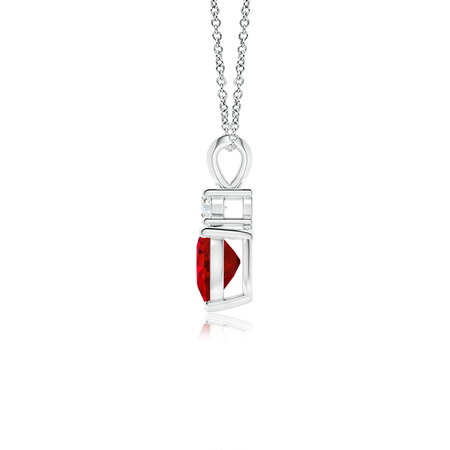 Heart Cut ANGARA Natural Heart-Shaped 0.55ct Ruby Rabbit Ear Bale Pendant in Platinum For Sale
