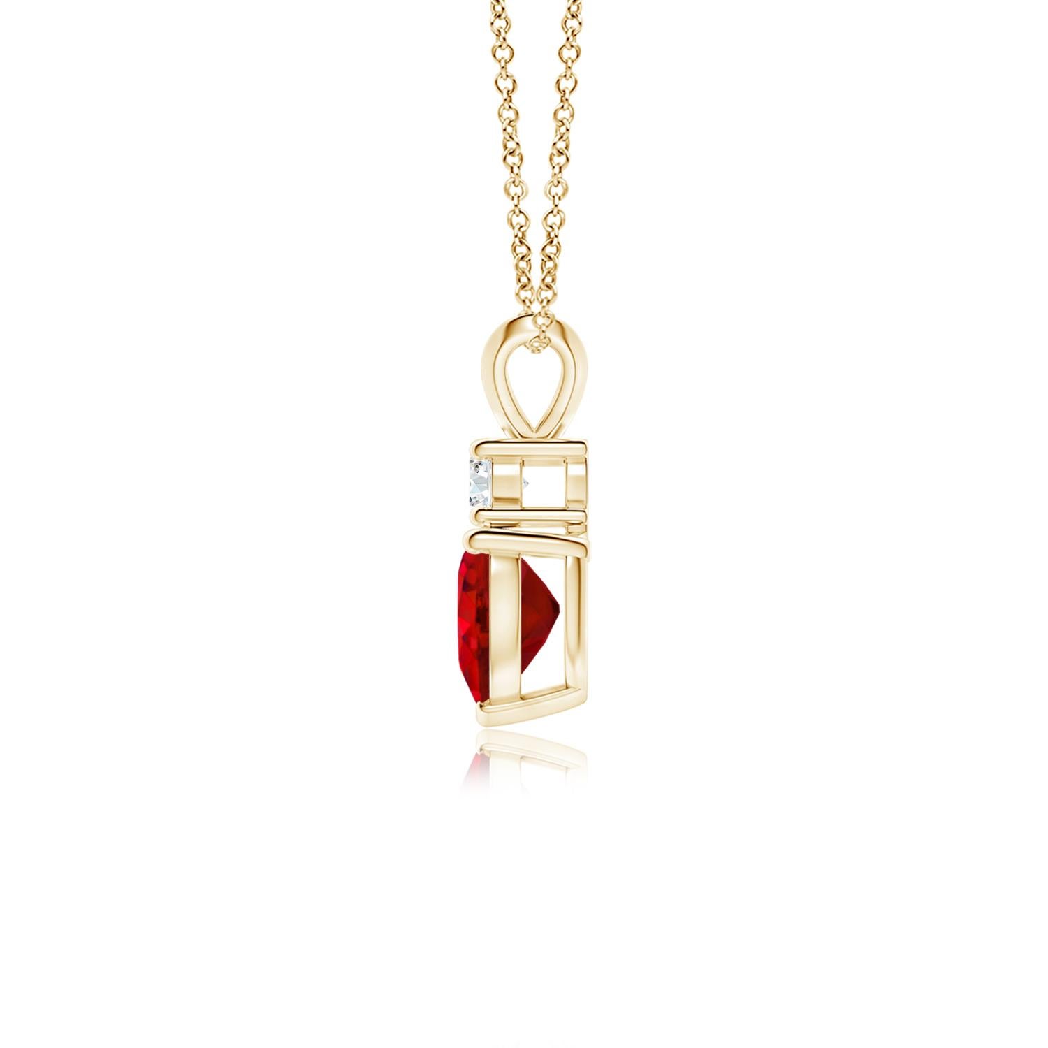 Modern ANGARA Natural Heart-Shaped 0.80ct Ruby Rabbit Ear Bale Pendant in Yellow Gold For Sale