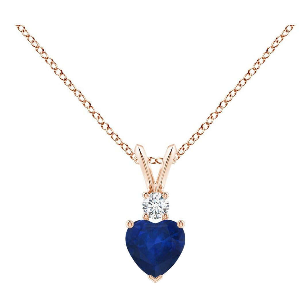Angara Natural Heart-Shaped Sapphire Rabbit Ear Bale Pendant in 14K Solid Gold For Sale