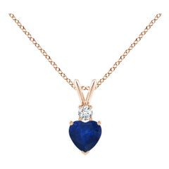 Angara Natural Heart-Shaped Sapphire Rabbit Ear Bale Pendant in 14K Solid Gold