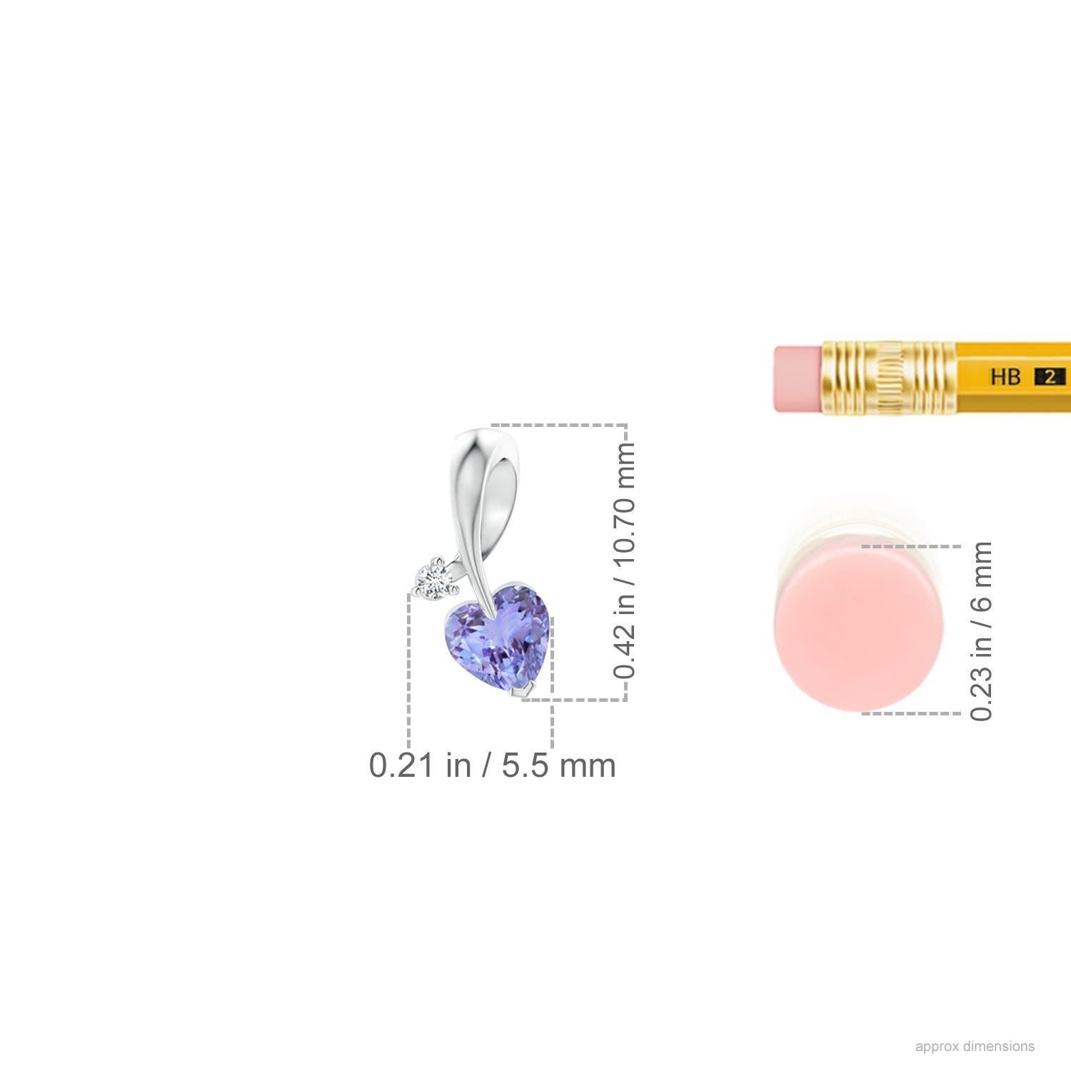 Heart Cut Angara Natural Heart-Shaped Tanzanite Ribbon Pendant with Diamond 14K Solid Gold For Sale