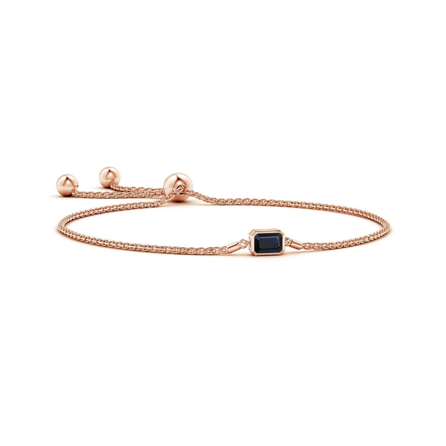 De las mujeres Angara Pulsera Bolo de Zafiro Natural talla Esmeralda Engastado Horizontalmente en Oro de 14K en venta